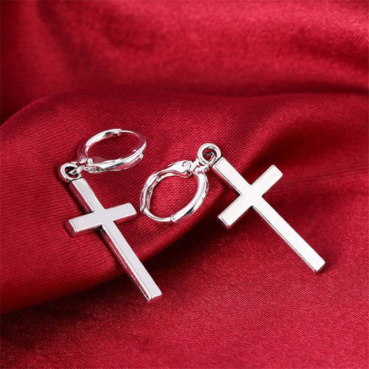 Cross Earrings Ear Buckle All-match Glossy Earrings Men And Women Accessories - Mubimart