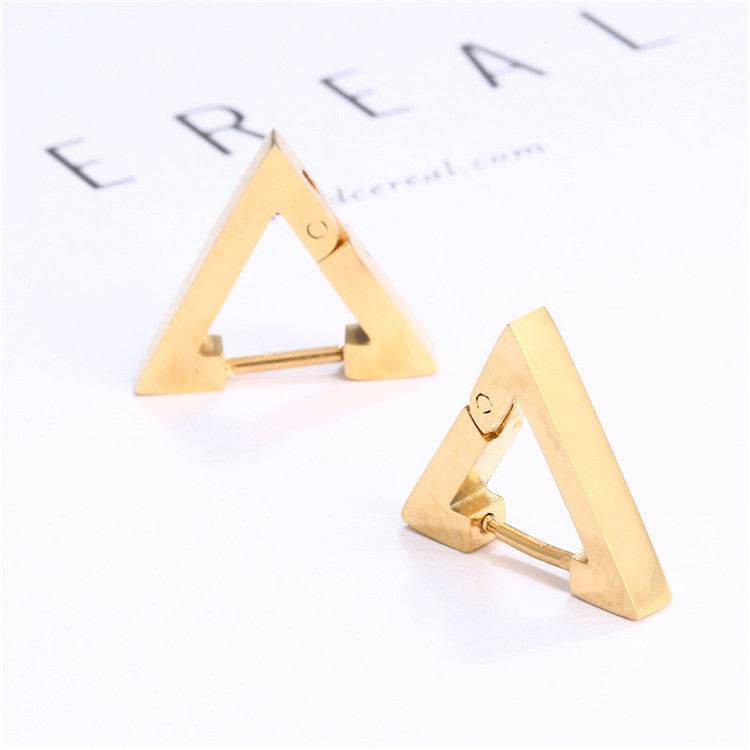 Stainless Steel Creative Hoop Earrings Women Triangular Earrings Fashion Jewelry Huggie Men Punk Hiphop - Mubimart