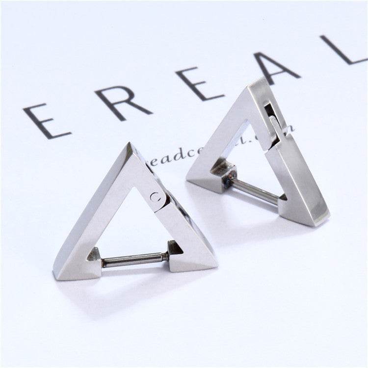 Stainless Steel Creative Hoop Earrings Women Triangular Earrings Fashion Jewelry Huggie Men Punk Hiphop - Mubimart