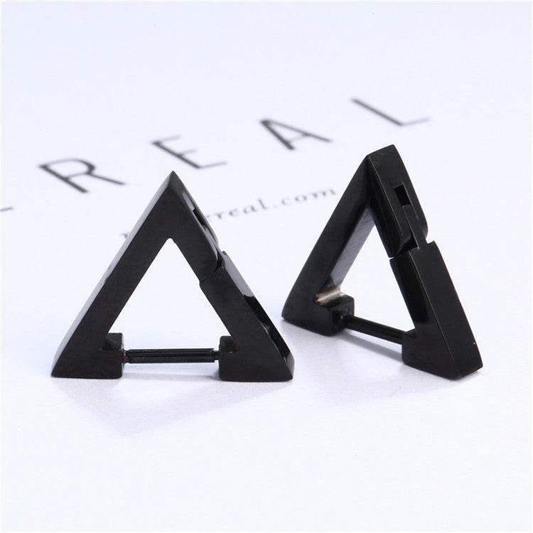 Stainless Steel Creative Hoop Earrings Women Triangular Earrings Fashion Jewelry Huggie Men Punk Hiphop - Mubimart