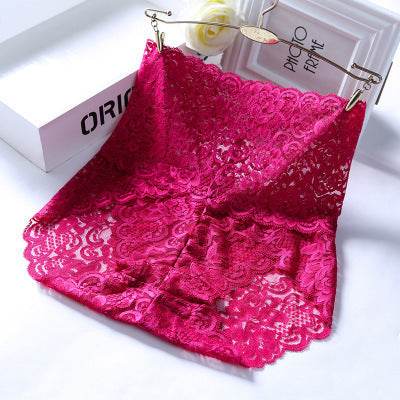 Hollow Lace Sexy High Waist Panties - Mubimart