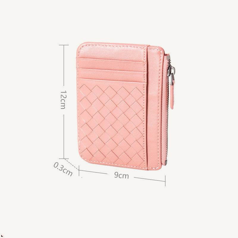 Ladies Card Holder Leather Ultra-Thin Woven Business Card Holder Card Holder - Mubimart