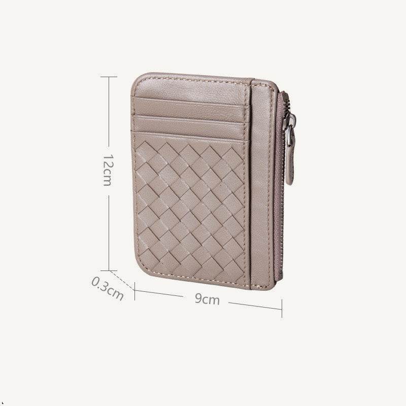Ladies Card Holder Leather Ultra-Thin Woven Business Card Holder Card Holder - Mubimart
