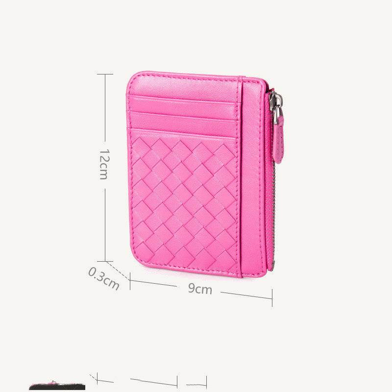 Ladies Card Holder Leather Ultra-Thin Woven Business Card Holder Card Holder - Mubimart