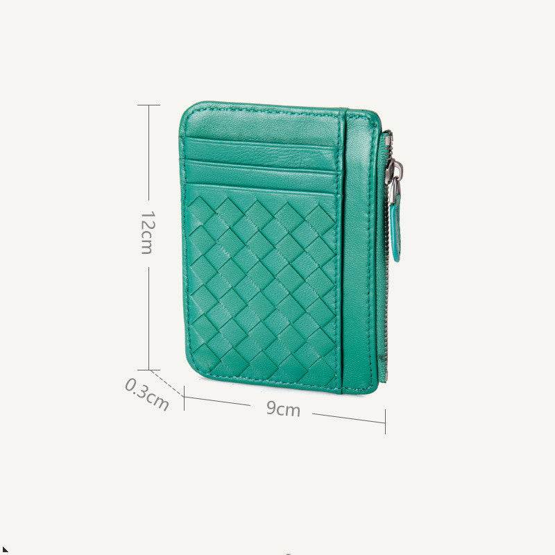 Ladies Card Holder Leather Ultra-Thin Woven Business Card Holder Card Holder - Mubimart