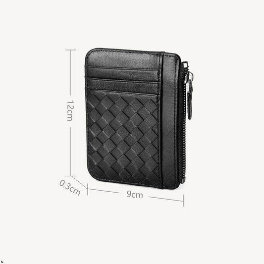 Ladies Card Holder Leather Ultra-Thin Woven Business Card Holder Card Holder - Mubimart