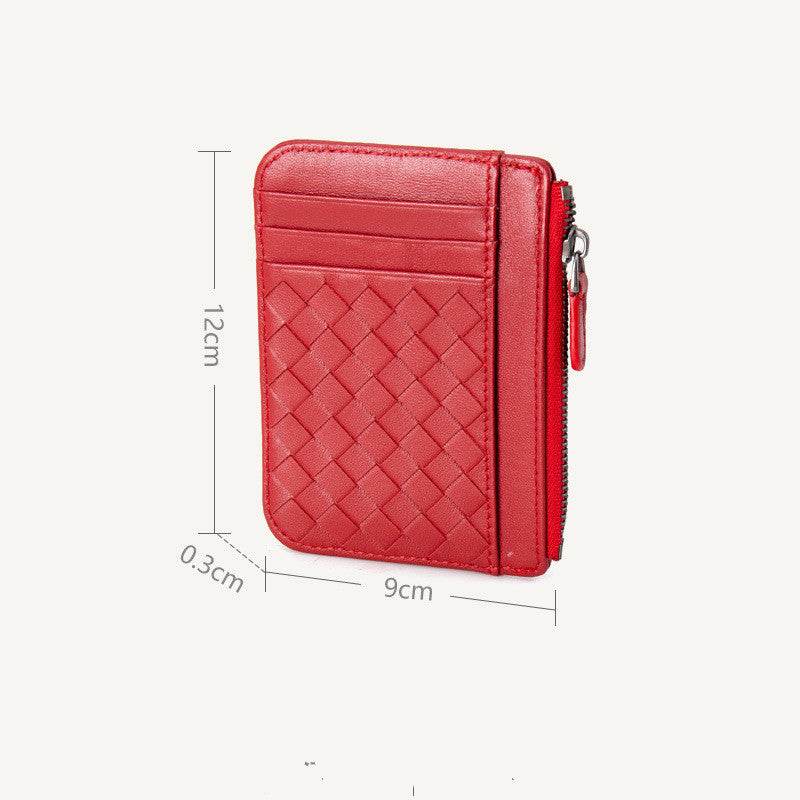 Ladies Card Holder Leather Ultra-Thin Woven Business Card Holder Card Holder - Mubimart