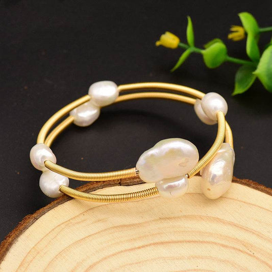 Freshwater Pearl Bangle Bracelet - Mubimart