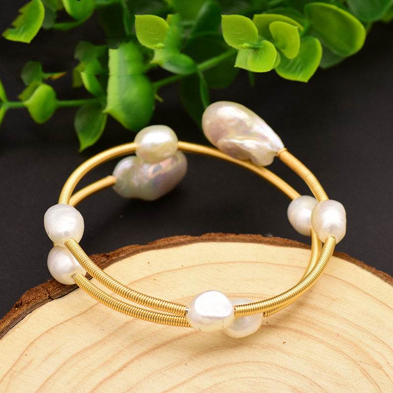 Freshwater Pearl Bangle Bracelet - Mubimart