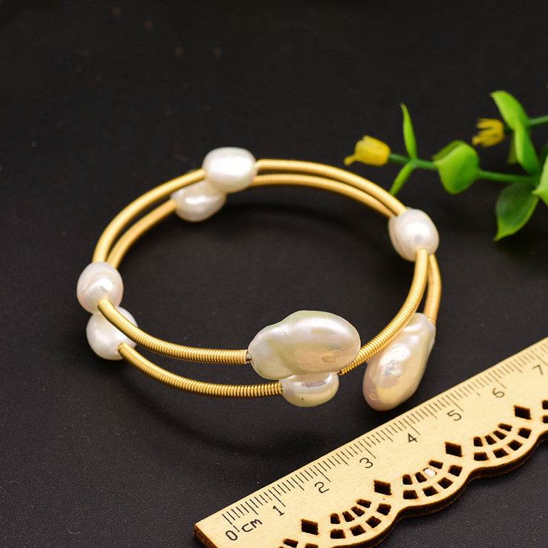 Freshwater Pearl Bangle Bracelet - Mubimart