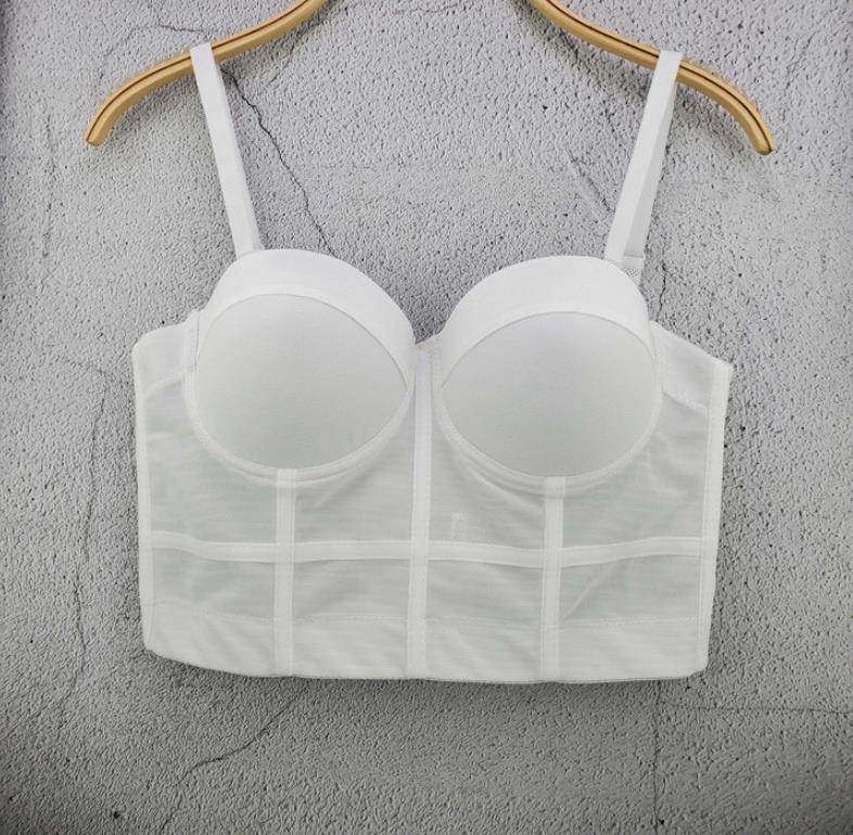 Fashion Mesh Push-chest Style Women's Corset Bra Corset Nightclub Party Sexy Crop Top Vest - Mubimart