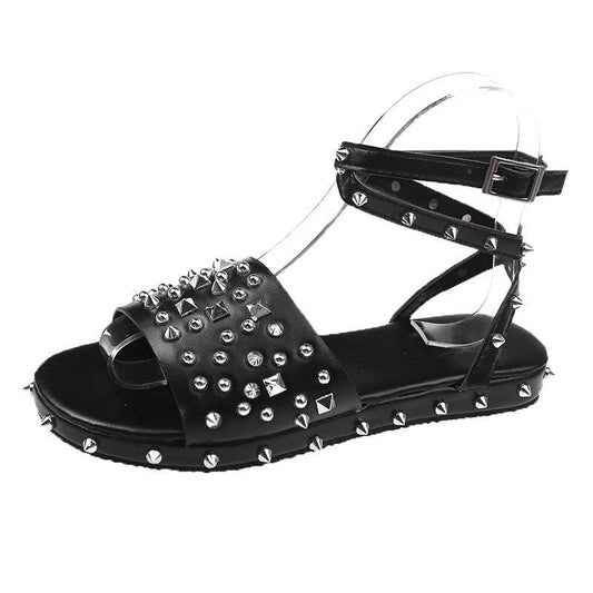 Rivet Sandals Women Fashion Hot Selling Wild Roman Casual Sandals Women - Mubimart
