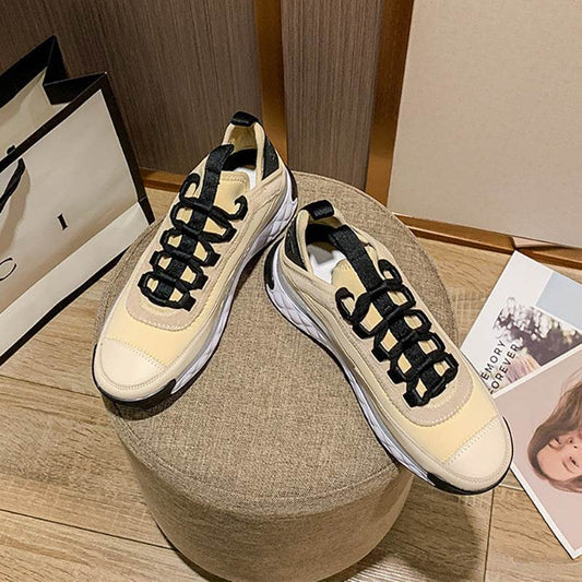 Luxury Brand Wedges Sneakers Women Leather Chunky - Mubimart
