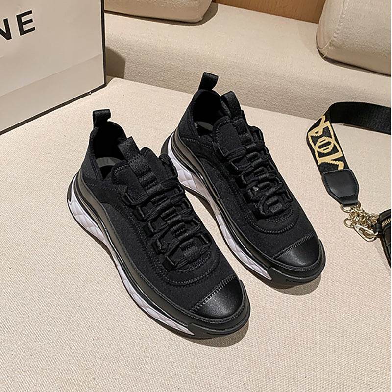Luxury Brand Wedges Sneakers Women Leather Chunky - Mubimart