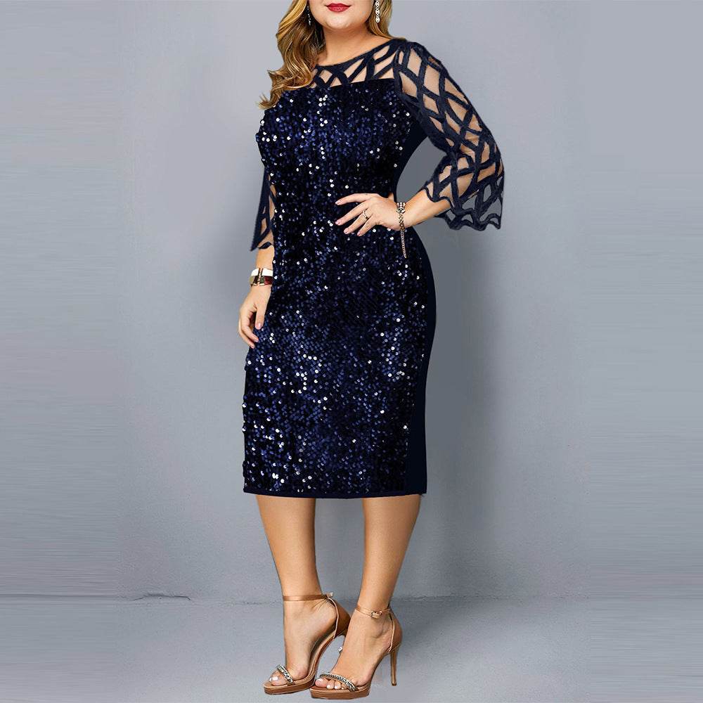 Party Dresses Sequin Plus Size Women's Sexy Night Club Dress - Mubimart