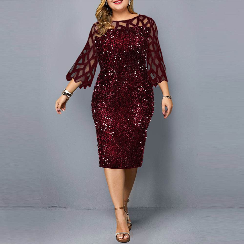 Party Dresses Sequin Plus Size Women's Sexy Night Club Dress - Mubimart