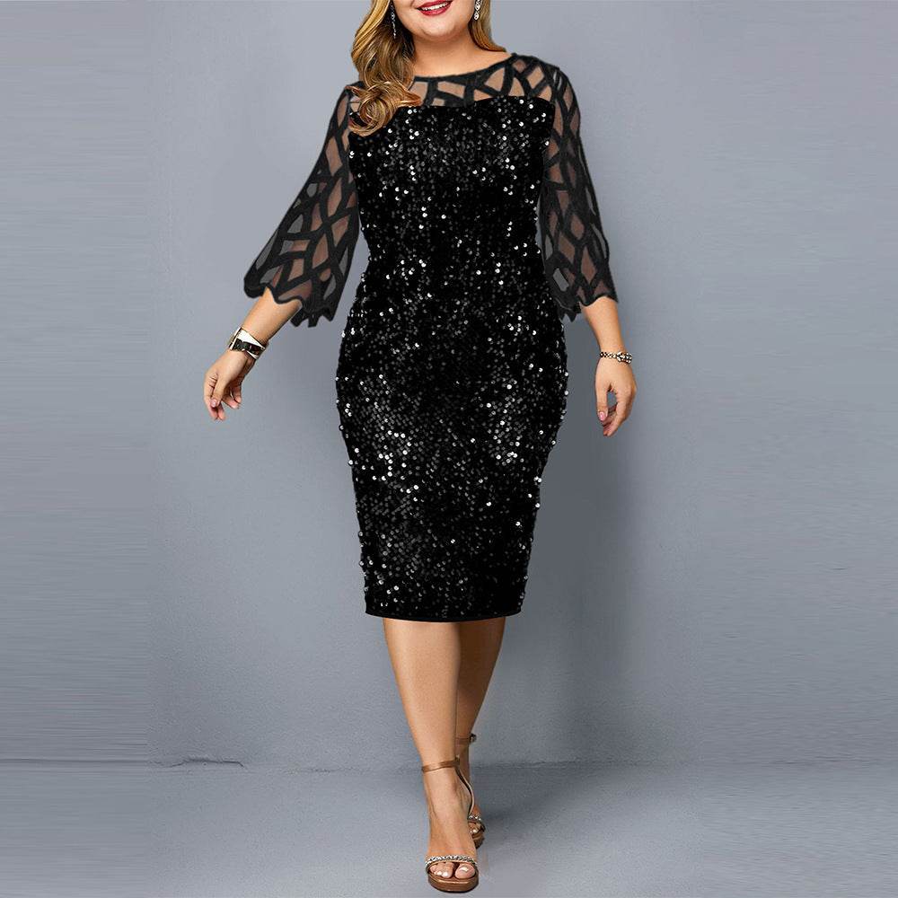 Party Dresses Sequin Plus Size Women's Sexy Night Club Dress - Mubimart