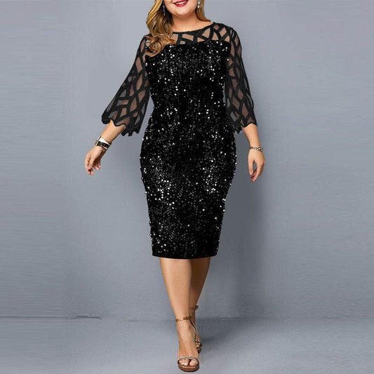 Party Dresses Sequin Plus Size Women's Sexy Night Club Dress - Mubimart