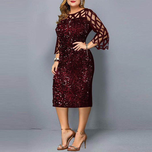 Party Dresses Sequin Plus Size Women's Sexy Night Club Dress - Mubimart