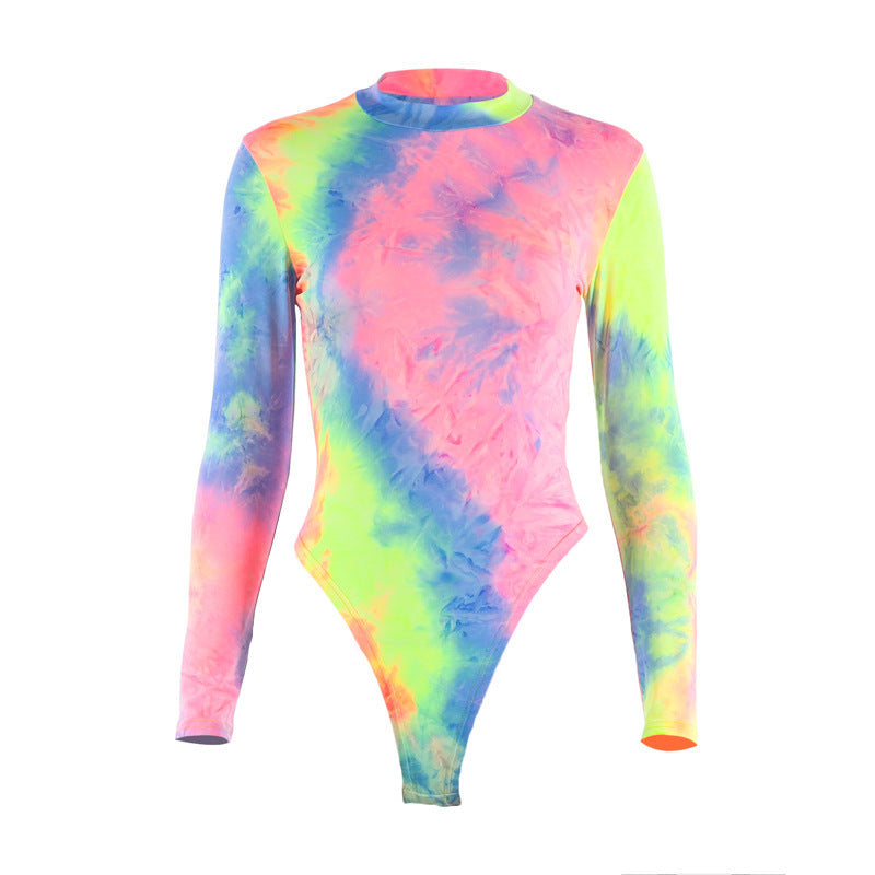 New Fashion Tie Dye Print Bodycon Bodysuits Women - Mubimart -  