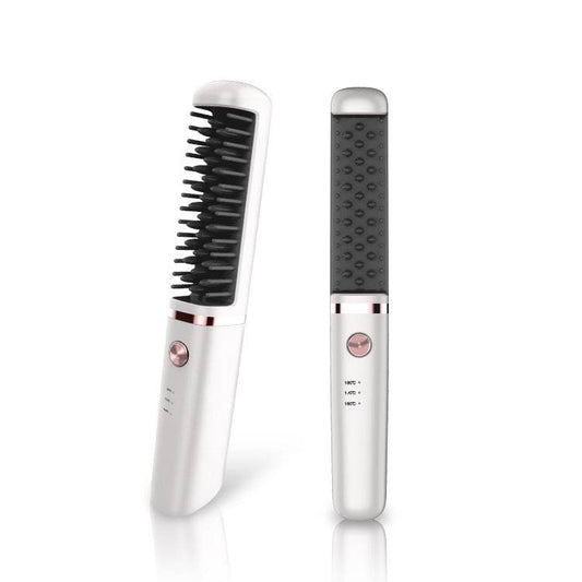 USB Rechargeable Hair Straightener Comb - Mubimart