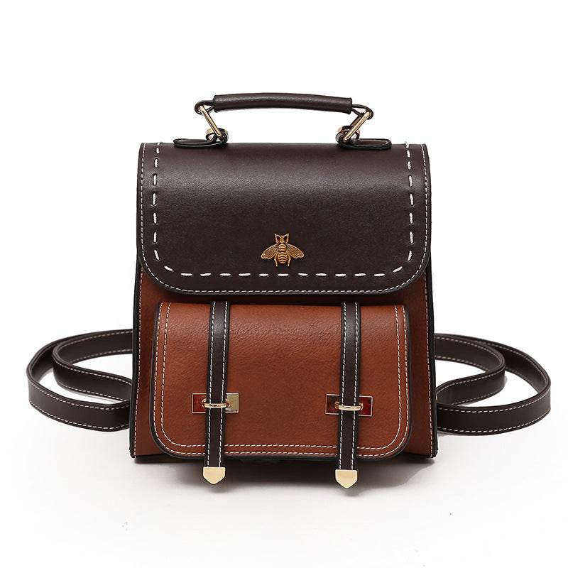 Contrasting Retro Small Backpack Women - Mubimart