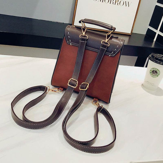 Contrasting Retro Small Backpack Women - Mubimart