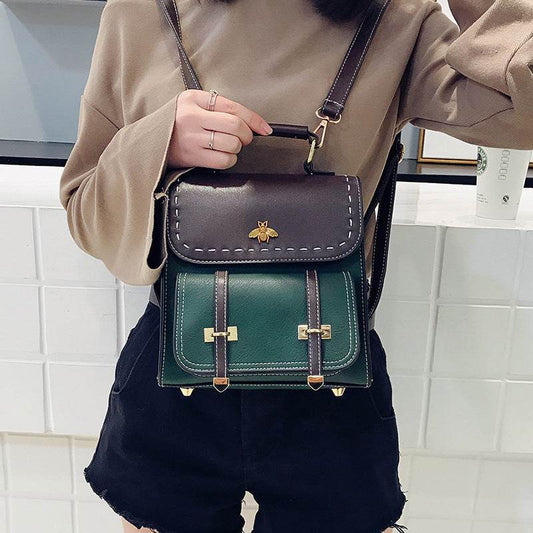 Contrasting Retro Small Backpack Women - Mubimart