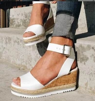 Women's Sandals With Buckle Wedge Heel - Mubimart
