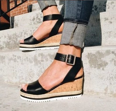 Women's Sandals With Buckle Wedge Heel