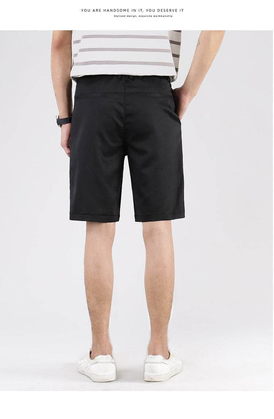 Summer Thin Tencel Suit Shorts Men's Straight Loose Korean Casual Pants Trend Khaki Five-point Pants Men - Mubimart