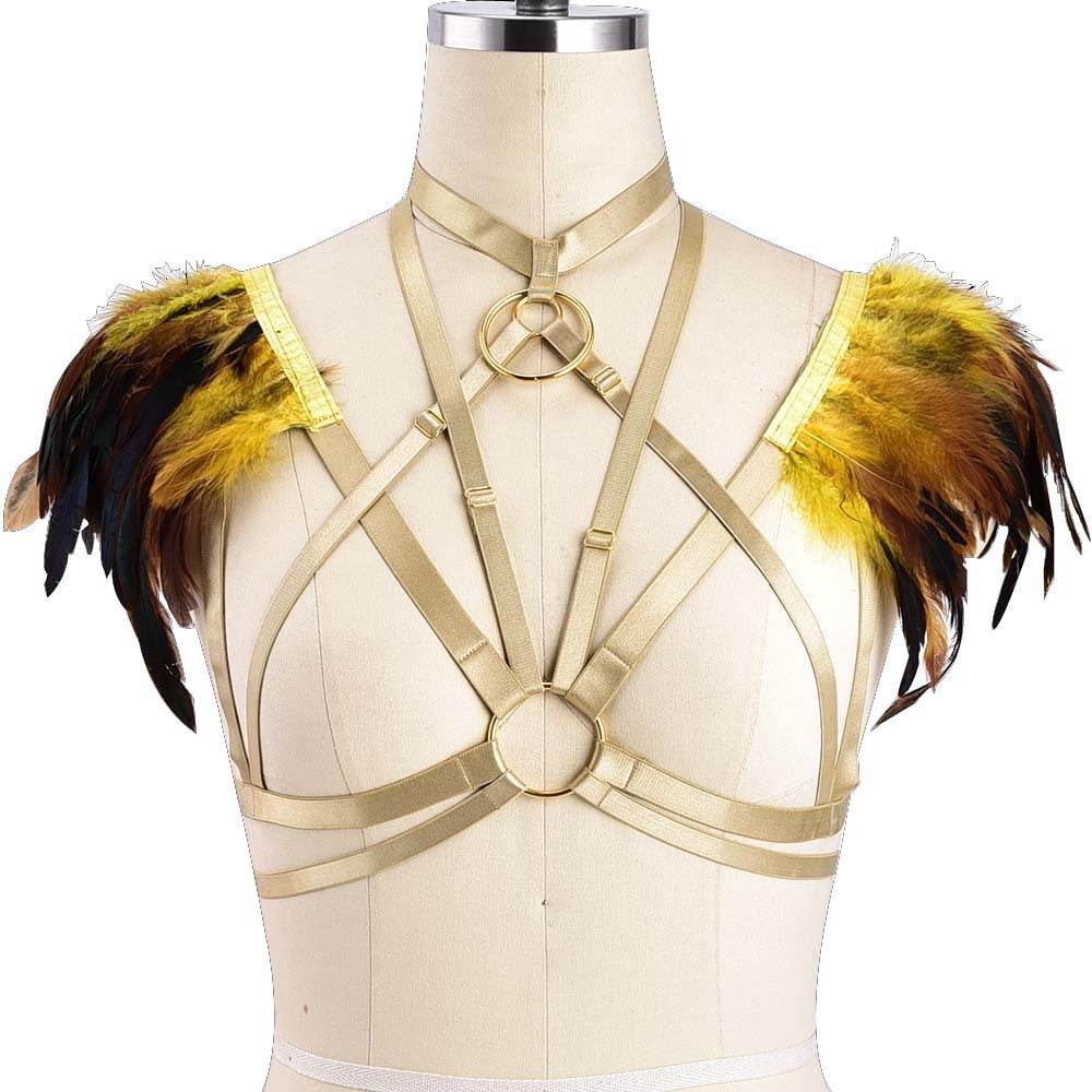 Three Point Lace Bra And Feather Sexy Lingerie - Mubimart