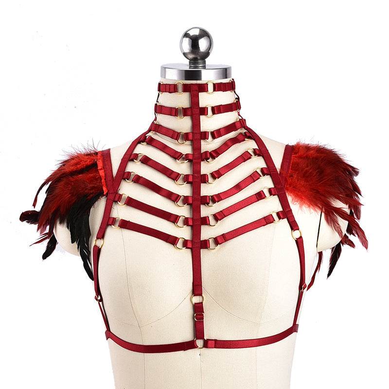 Three Point Lace Bra And Feather Sexy Lingerie - Mubimart