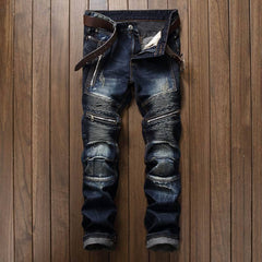 Modieuze heren slim fit rechte rits jeans