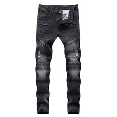 Modieuze heren slim fit rechte rits jeans