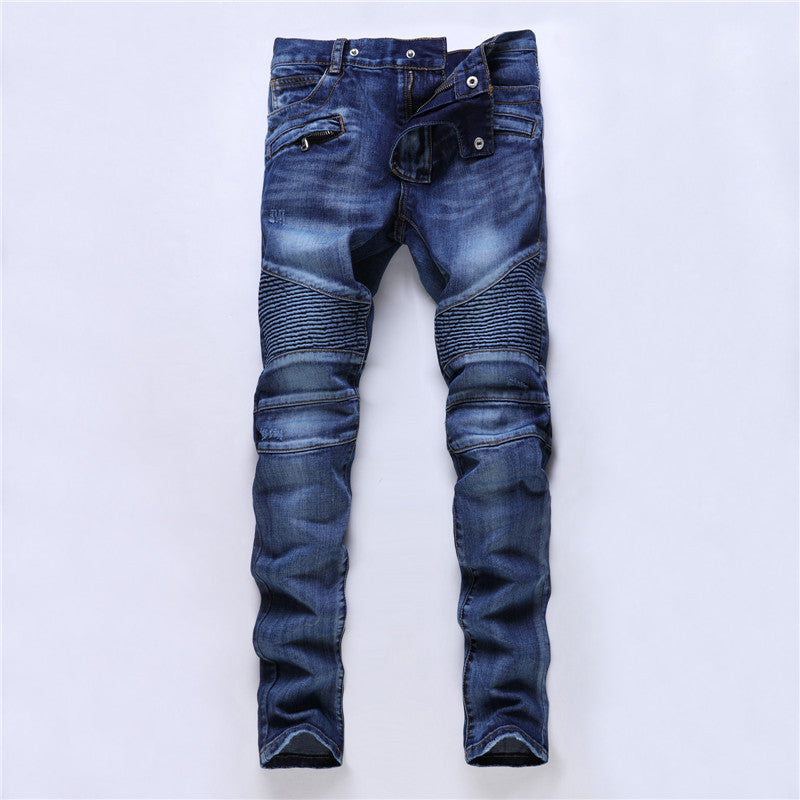 Modieuze heren slim fit rechte rits jeans