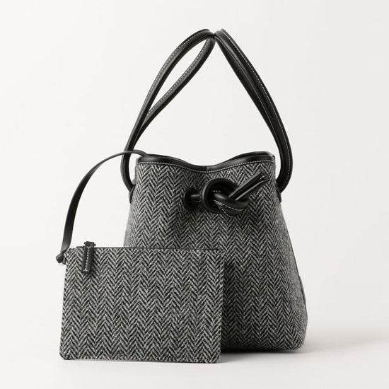 Button Bucket Bag Woolen Cloth Portable Messenger Bag Women - Mubimart