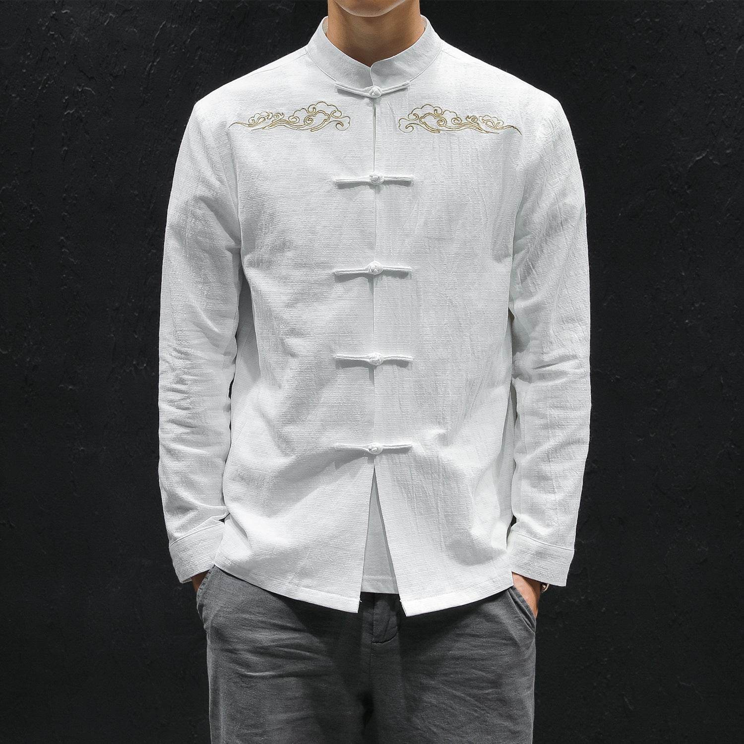 Oversized Linen Embroidered Shirt - Mubimart