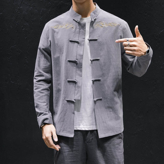 Oversized Linen Embroidered Shirt - Mubimart