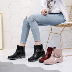 Rain Boots Women Adult Water Shoes Fashion Rubber Shoes Mid Tube Ladies Overshoes