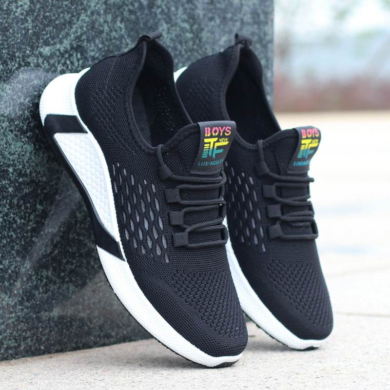 New Sports Shoes Men's Breathable Casual Mesh Shoes Comfort Increase Lace-up Non-slip Low-top Running Shoes - Mubimart