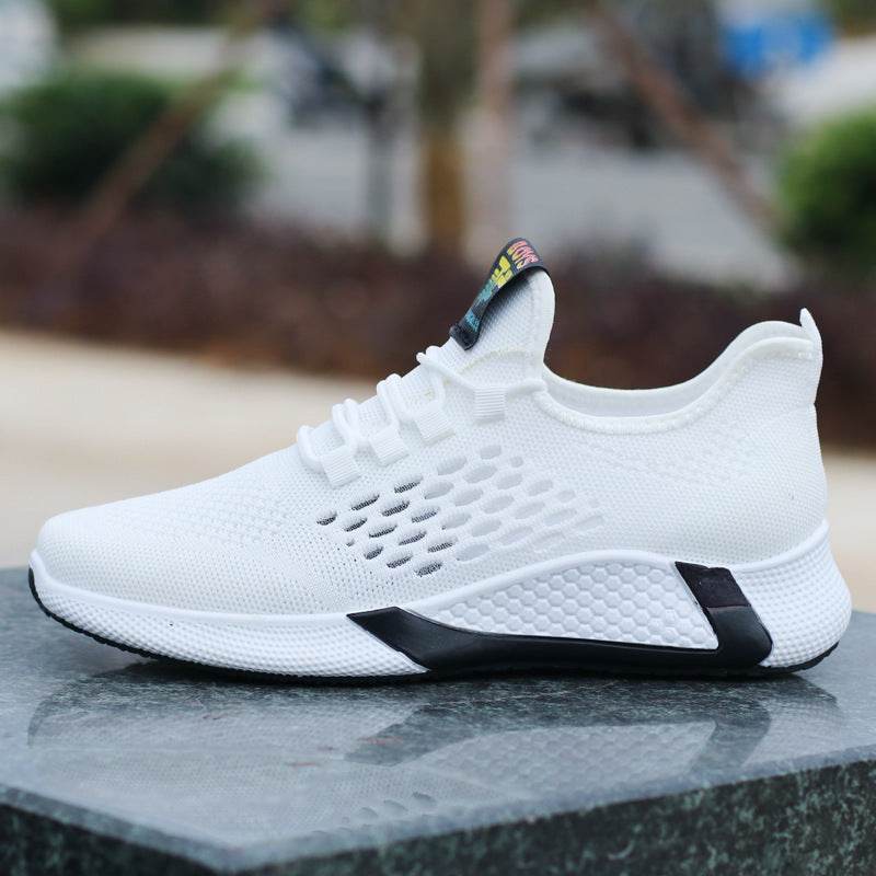 New Sports Shoes Men's Breathable Casual Mesh Shoes Comfort Increase Lace-up Non-slip Low-top Running Shoes - Mubimart