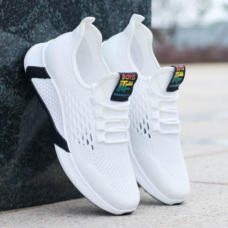 New Sports Shoes Men's Breathable Casual Mesh Shoes Comfort Increase Lace-up Non-slip Low-top Running Shoes - Mubimart