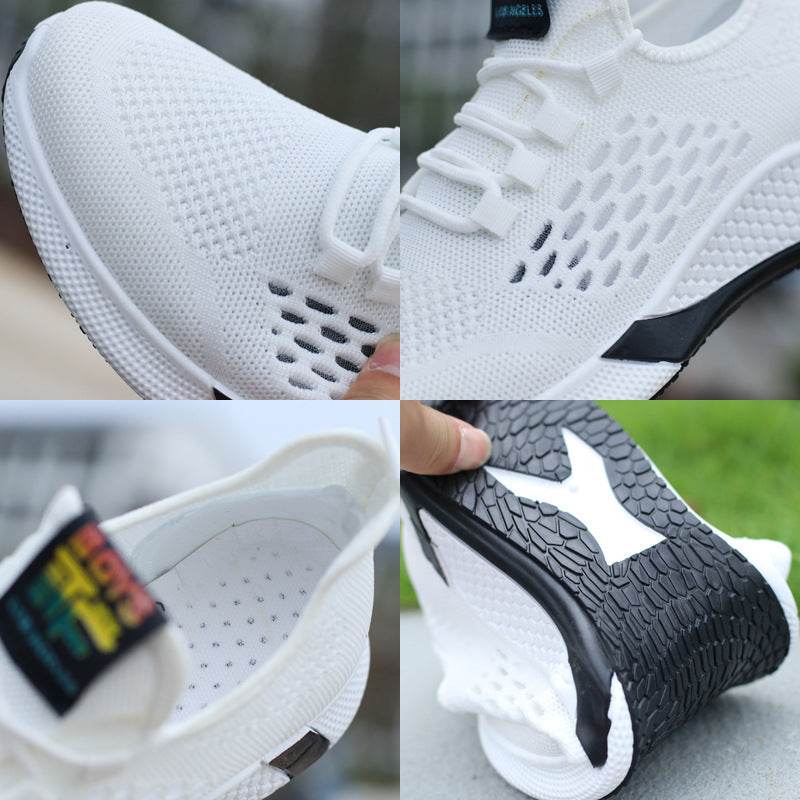 New Sports Shoes Men's Breathable Casual Mesh Shoes Comfort Increase Lace-up Non-slip Low-top Running Shoes - Mubimart