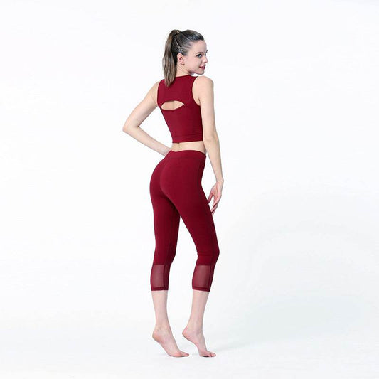 Pleated Mesh Capris Women's Tight And Breathable High Waist - Mubimart