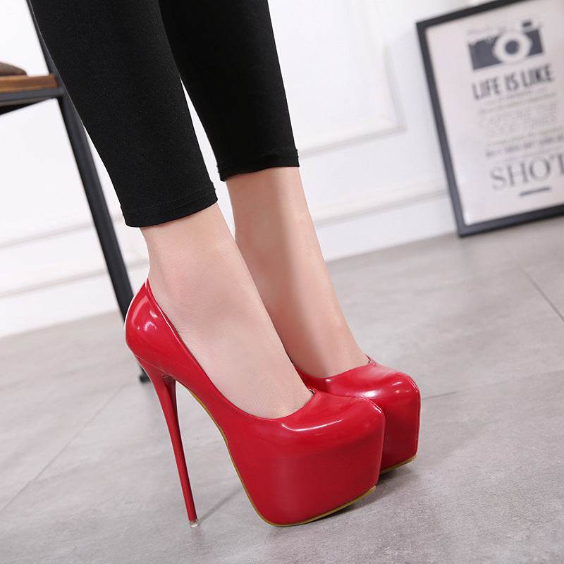 Spring Autumn Sexy Wedding Fetish Round Toe Woman Pumps Platform Very High Heel Pumps - Mubimart