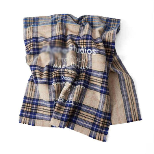 Rainbow Plaid Wool Scarf Letter Color Matching Men And Women Couple Thick Shawl - Mubimart