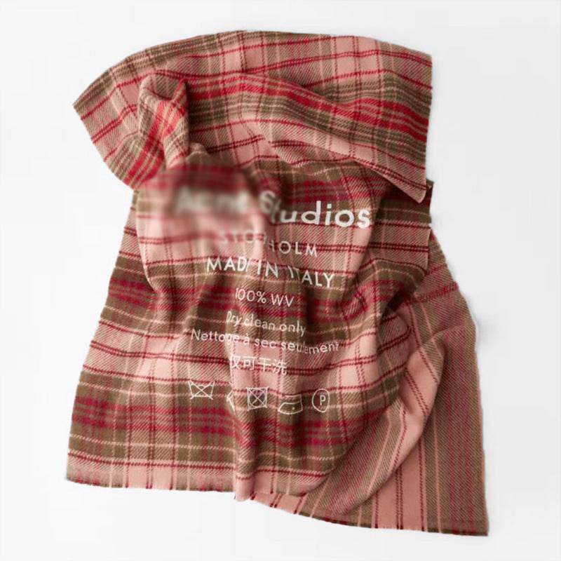 Rainbow Plaid Wool Scarf Letter Color Matching Men And Women Couple Thick Shawl - Mubimart