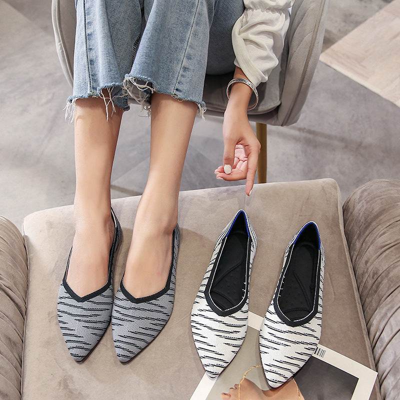 Casual Mesh Women Shoes Slip On Loafers Flats Espadrille Ballerina Shallow Single Shoe Walking Canvas Lady Footwear Plus Size 43 - Mubimart