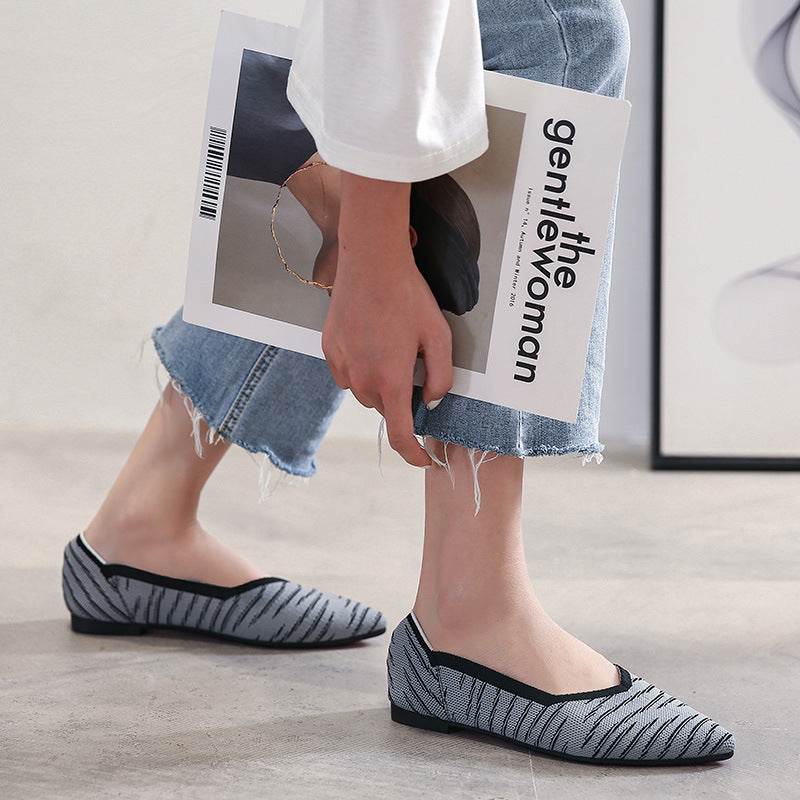 Casual Mesh Women Shoes Slip On Loafers Flats Espadrille Ballerina Shallow Single Shoe Walking Canvas Lady Footwear Plus Size 43 - Mubimart